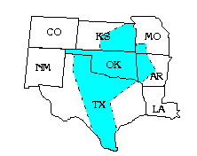 Coverage area: Oklahoma, Texas, Kansas, Arkansas, Missouri